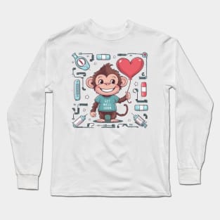 Get Well Soon Cute Monkey Long Sleeve T-Shirt